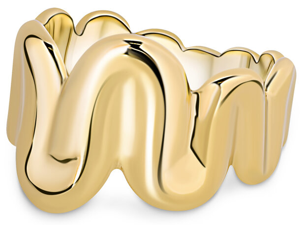 Charmin's Gold-Colored Chunky Ring with Wave Design R1784 – Flowing and Powerful