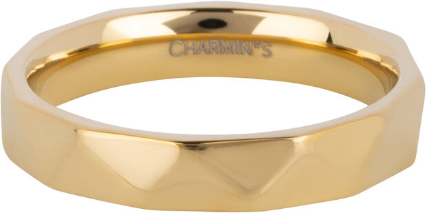 Charmin's Goudkleurige Gehoekte Basis Ring 4mm Steel R1544