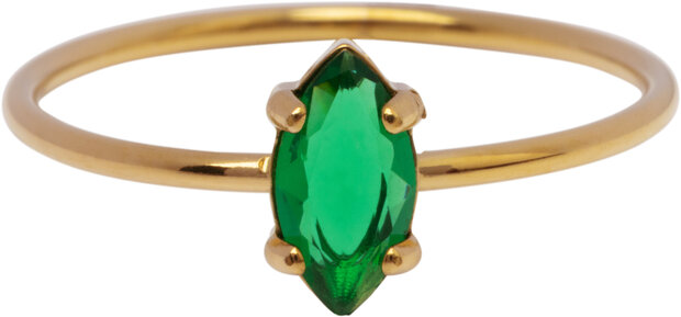 Charmin's Goudkleurige Ring met Ellipsvormig Donkergroen Kristal R1691– Natuurlijk Chic