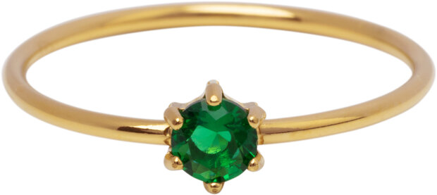 Charmin's Goudkleurige Ring Rond Donkergroen Steentje Crystal R1711 – Diepgroen Detail