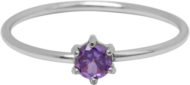 Charmin's Stalen Ring Rond Lila Steentje Crystal R1697 – Dromerig Detail