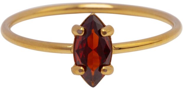 Charmin's Goudkleurige Ring met Ellipsvormig Ruby Rood Kristal R1686 – Passie in Detail
