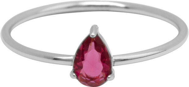 Charmin's Stalen Ring met Druppelvormig Roze Kristal Steentje R1735 – Liefdevolle Look 