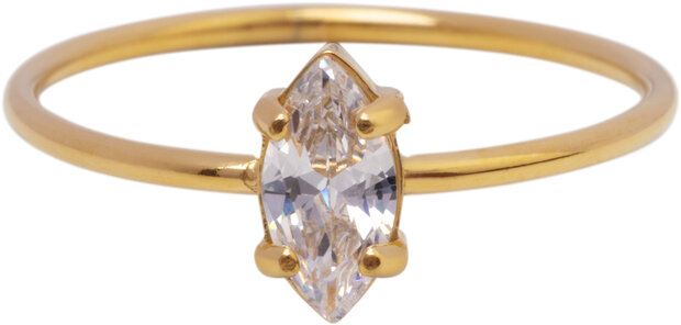 Charmin's Goudkleurige Ring met Ellipsvormig Wit Kristal Steentje R1683 – Tijdloze Elegantie