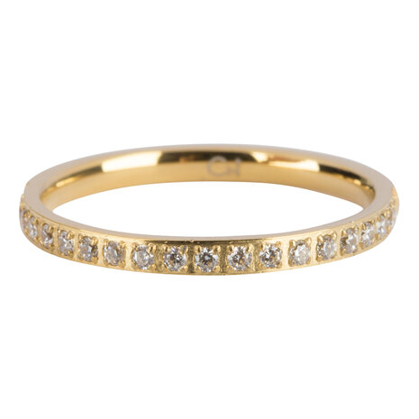 Charmin’s Goudkleurige Stapelring Alliance Witte Kristal  2MM Staal R639