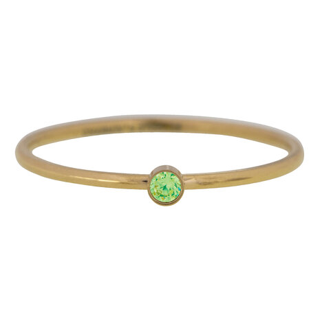 Charmin's Birthstone Ring August Licht Groene Steen Goldplated R688/KR97