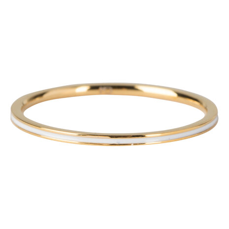 Charmin’s goudkleurige stapelring R697 Petite White Enamel goldplated staal