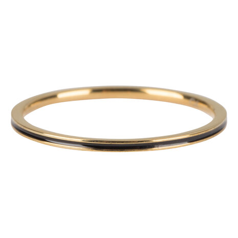 Charmin’s goudkleurige stapelring R699 Petite goldplated Black Enamel staal