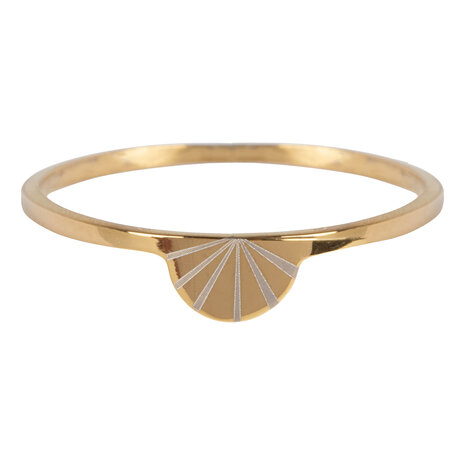 Charmin’s goudkleurige stapelring R731 Modern Rainbow goldplated staal