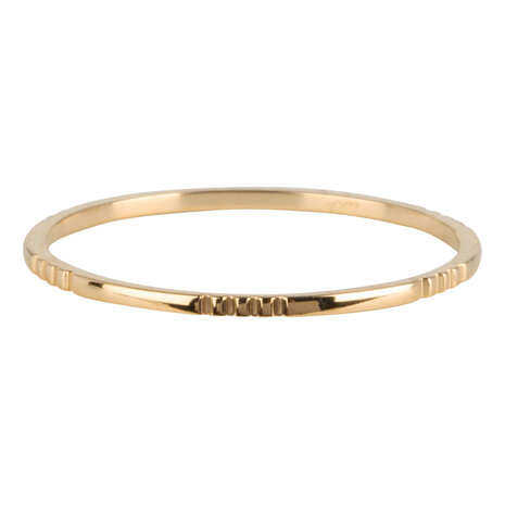 Charmin’s goudkleurige stapelring R738 Small Basics 6 triple engravings goldplated staal