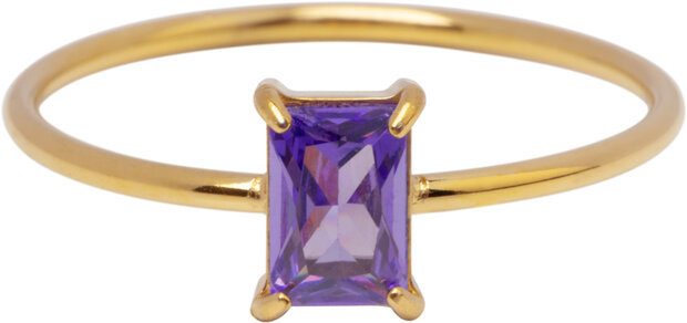 Bague Charmin's dorée rectangulaire avec pierre violette R1727 – Soft Glamour
