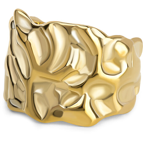 Charmin's Goudkleurige Chunky Ring met Mooie Bewerkinkingen R1837 – Kracht en Stijlvol