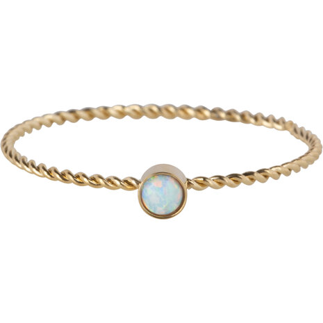 Charmin's Godkleurig Gedraaide Birthstone Ring Opaal Staal R1461