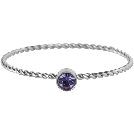 Charmin's Twisted Birthstone Ring Lilac Purple Crystal Steel R1452