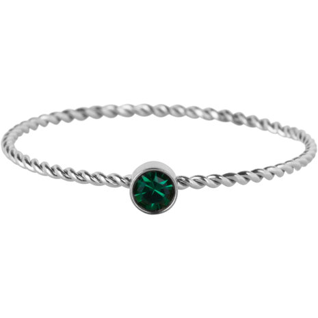 Charmin's Gedraaide Birthstone Ring Donker Groen Kristal Staal R1448