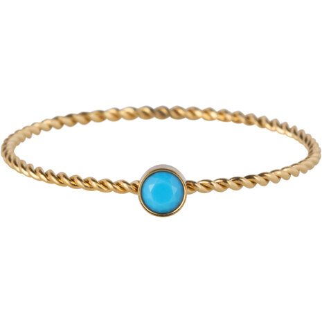 Charmin's Goudkleurig Gedraaide Birthstone Ring Turkoois Kristal Staal R1447