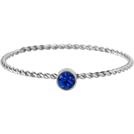 Charmin's Gedraaide Birthstone Ring Donker Blauw Kristal Staal R1444