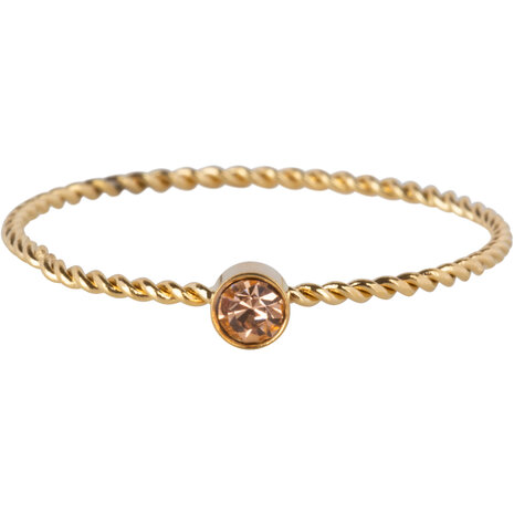 Charmin's Goudkleurig Gedraaide Birthstone Ring Lichtbruin Champagne Kristal Staal R1441