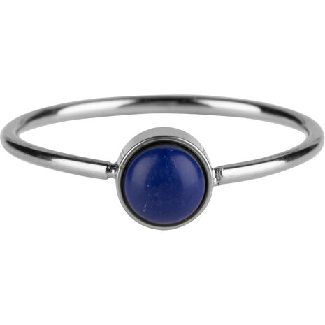 Charmin’s Ring Ronde Steen Donker Blauwe Howliet Edelsteen 5mm Staal R1051