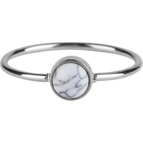 Charmin's Ring met Ronde Witte Howliet Edelsteen Steel R1049