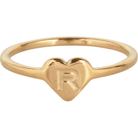 Charmin’s initialen zegelring hartje Goldplated R1015-R Letter R