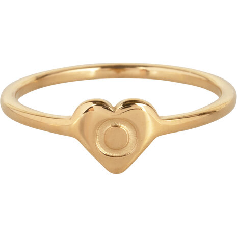 Charmin’s initialen zegelring hartje Goldplated R1015-O Letter O