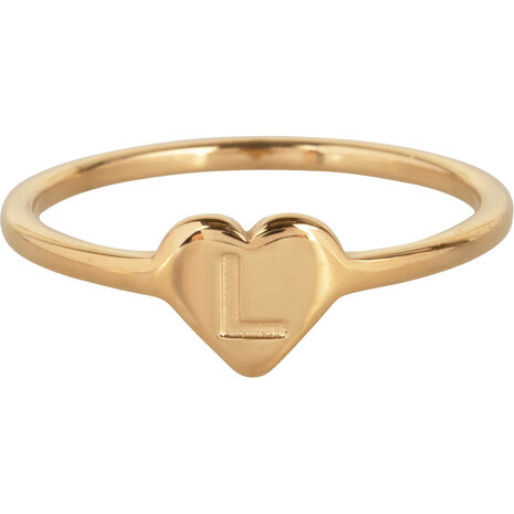 Charmin’s initialen zegelring hartje Goldplated R1015-L Letter L 