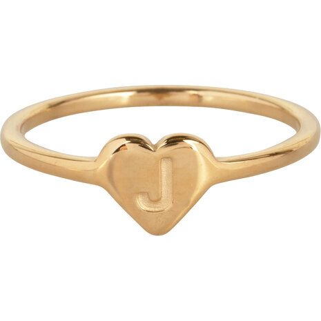 Charmin’s initialen zegelring hartje Goldplated R1015-J Letter J 