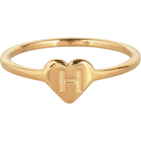 Charmin’s initialen zegelring hartje Goldplated R1015-H Letter H 