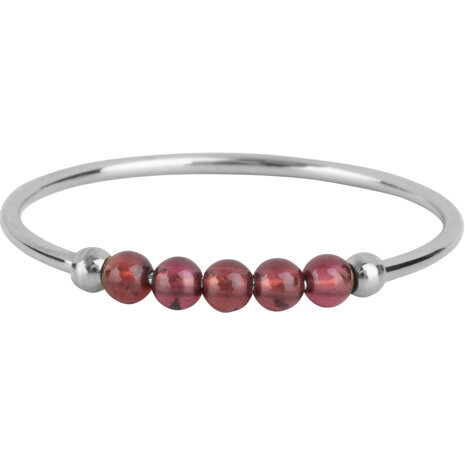 Charmin's Anxiety Ring NaturalStones Granaat Beads Staal R1320