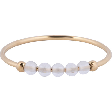 Charmin's Anxiety Ring NaturalStones Kristal Beads Goudkleurig R1319