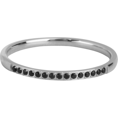 Charmin’s Stalen Stapelring Small Alliance Zwarte Crystals R1266