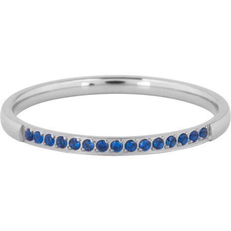 Charmin’s Stalen Stapelring Small Alliance Donkerblauwe Saffier Crystals R1264