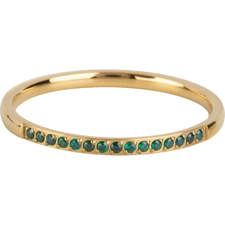 Charmin’s Goudkleurige Stapelring Small Alliance Donker-Groen Smaragd Crystals R1263