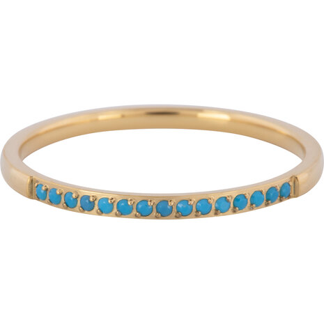 Charmin’s Goudkleurige Stapelring Small Alliance Turquoise Crystals R1261