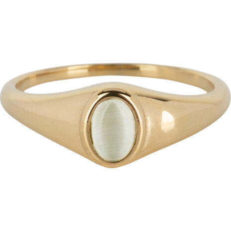 Charmin’s R1220 Birthstone zegelring June Moonstone Oval Stone Goldplated