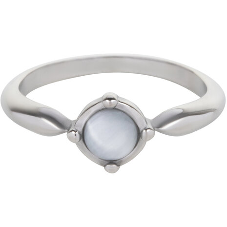 Charmin’s Ronde Ring met Witte Cateye Staal R1169