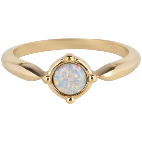 Charmin's Round Gold Ring with Opal R1164