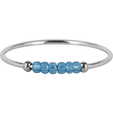 Charmin's R1148 Anxiety Ring Palm Blue Beads Steel
