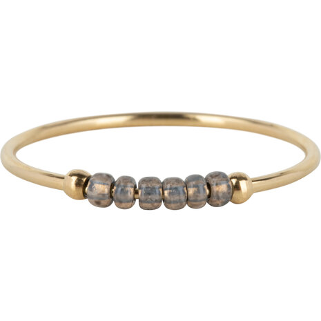 Charmin's R1143 Anxiety Ring Palm Taupe Beads Goldplated