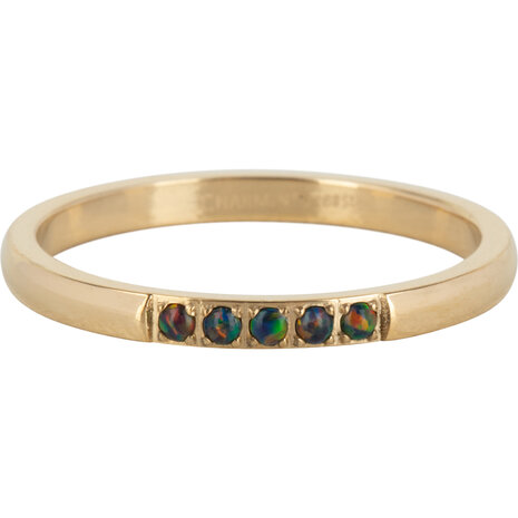 Charmin’s Memoire Ring R1138 5 Steentjes Bruin Opaal Goud