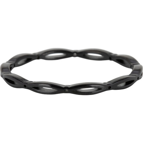 Charmin's Ring Open Gladde Ovaaltjes Zwart R1114