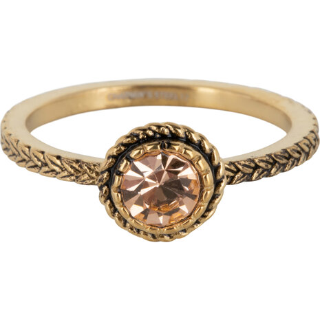 Charmin's Goudkleurige Ring Birthstone November Bruine Champagne Kristal Staal Iconic Vintage R1099