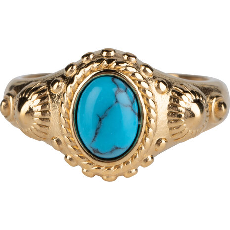Charmin's Zegel Ring R1055 Turkoys Howlite ion-goldplated