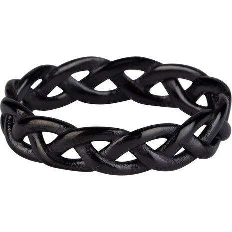 Charmin’s ring R1040 Gevlochten Brede Ring Black