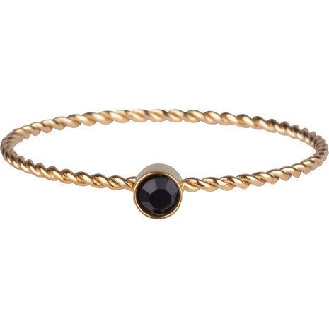 Charmin's Gold Colored Twisted Birthstone Ring Black Cristal R949