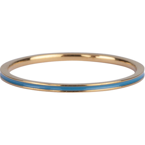 Charmin's Smalle Ring Petite Steel Goudkleurig Petrol Blauw Emaille R927 
