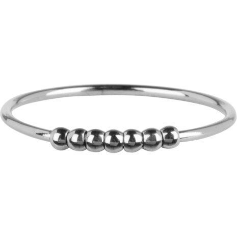 Charmin's Anxiety Ring Smal met 7 kleine balletjes Shiny Steel R776/KR90