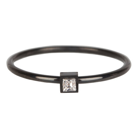 R503 Stylish Square black Steel Crystal CZ