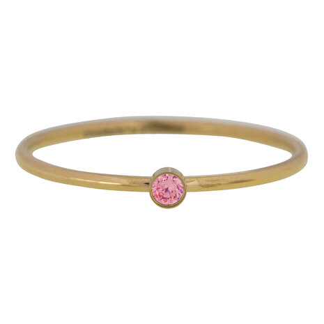 R791 Birthstone July Fuchsia Pink Stone Goldplated Iconic Vintage 